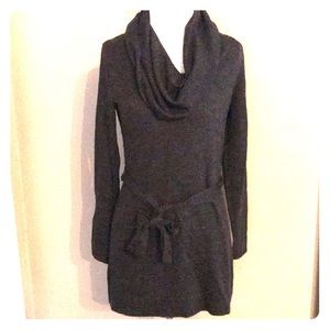 Grey Cowl Neck Tunic Sweater with Belt Size XS